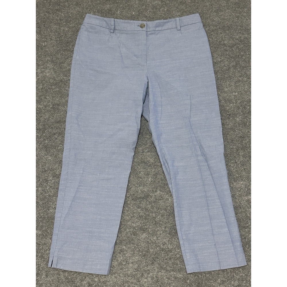 Talbots The Perfect Crop Pants Size 8 Blue Chambray Cotton Coastal Preppy